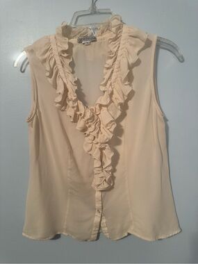Zelda Cream Ruffle Front Sleeveless Blouse